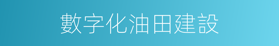 數字化油田建設的同義詞