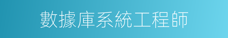 數據庫系統工程師的同義詞