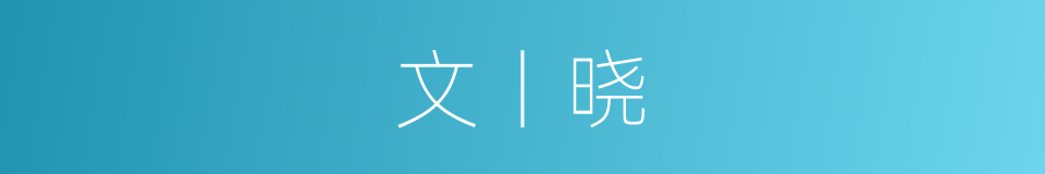 文丨晓的同义词