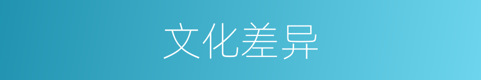文化差异的意思