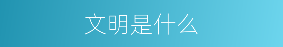 文明是什么的意思
