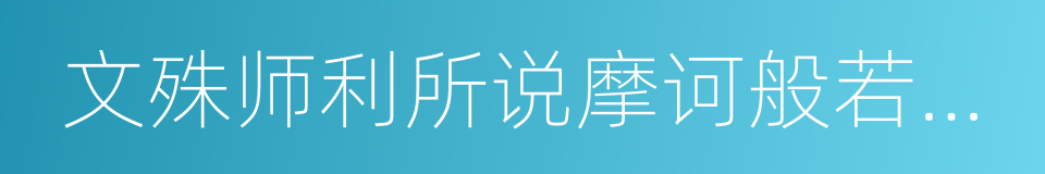 文殊师利所说摩诃般若波罗蜜经的同义词
