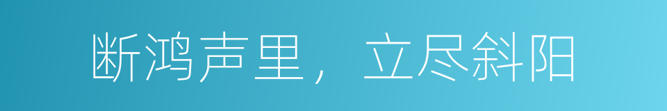 断鸿声里，立尽斜阳的意思