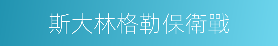 斯大林格勒保衛戰的同義詞