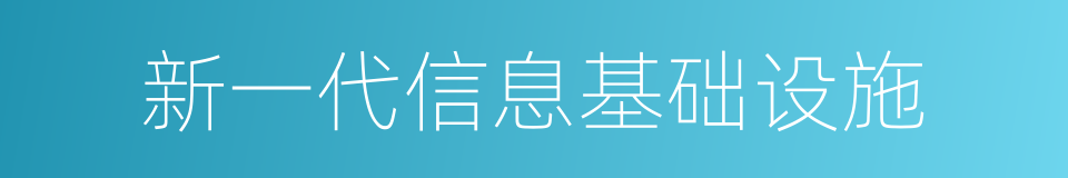 新一代信息基础设施的同义词