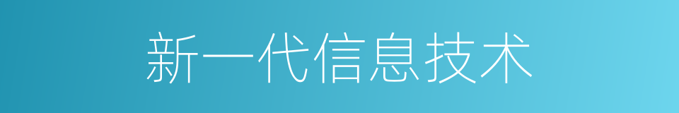 新一代信息技术的同义词