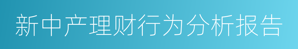 新中产理财行为分析报告的同义词