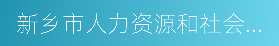 新乡市人力资源和社会保障局的同义词