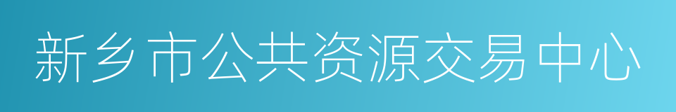 新乡市公共资源交易中心的同义词
