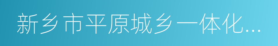 新乡市平原城乡一体化示范区的同义词