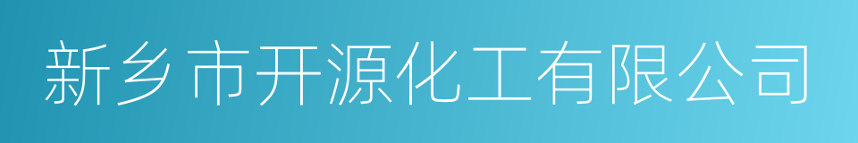 新乡市开源化工有限公司的同义词