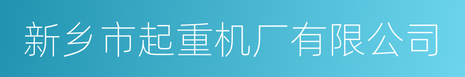 新乡市起重机厂有限公司的同义词