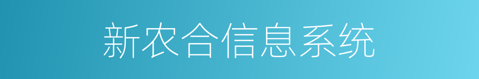 新农合信息系统的同义词