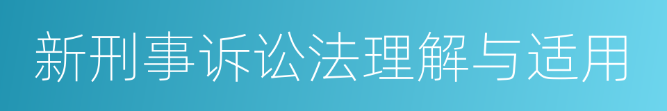 新刑事诉讼法理解与适用的同义词