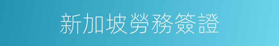 新加坡勞務簽證的同義詞