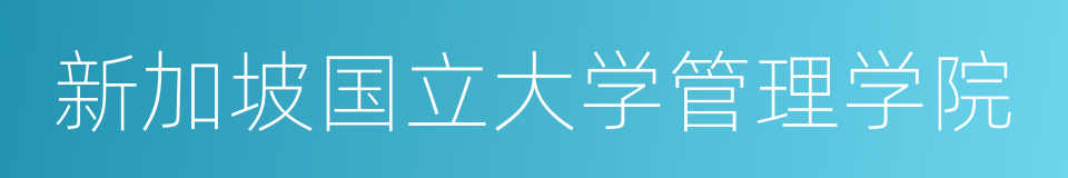 新加坡国立大学管理学院的同义词