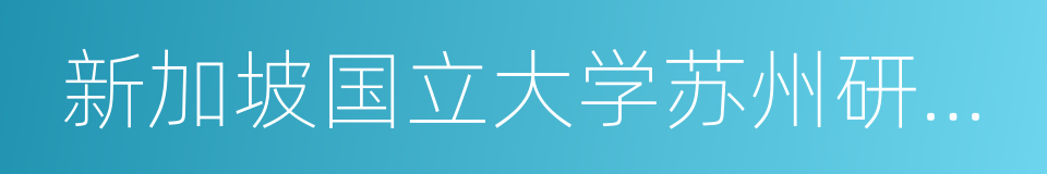 新加坡国立大学苏州研究院的同义词