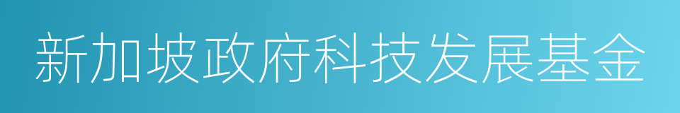 新加坡政府科技发展基金的同义词