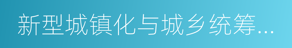 新型城镇化与城乡统筹示范区的同义词