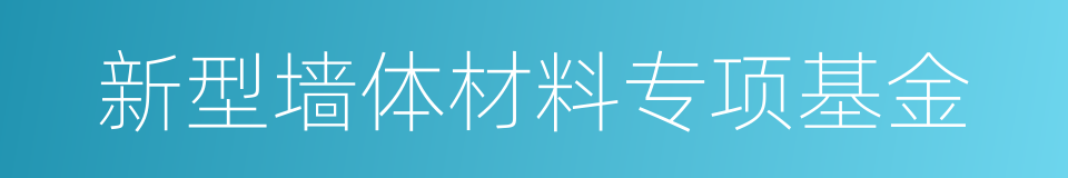 新型墙体材料专项基金的同义词