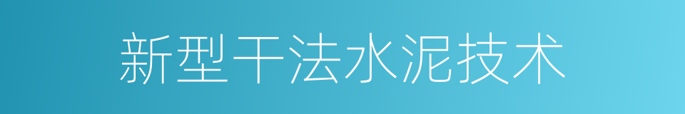 新型干法水泥技术的同义词