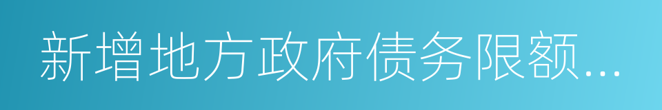 新增地方政府债务限额分配管理暂行办法的同义词