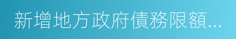 新增地方政府債務限額分配管理暫行辦法的同義詞