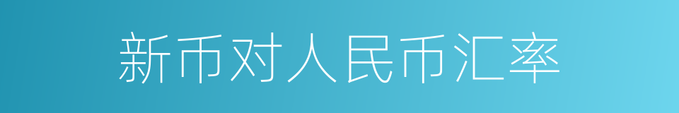 新币对人民币汇率的同义词