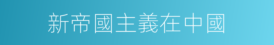 新帝國主義在中國的同義詞