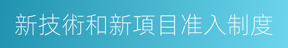 新技術和新項目准入制度的同義詞