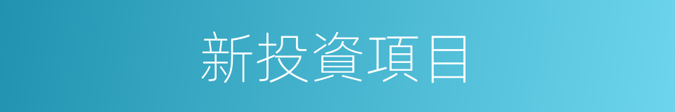 新投資項目的同義詞