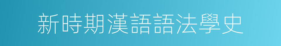 新時期漢語語法學史的同義詞