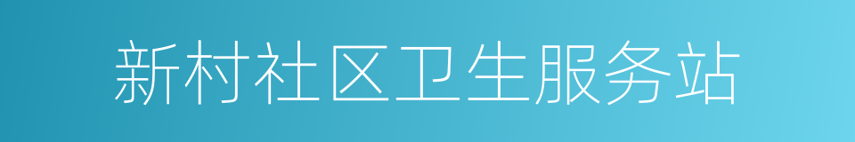 新村社区卫生服务站的同义词