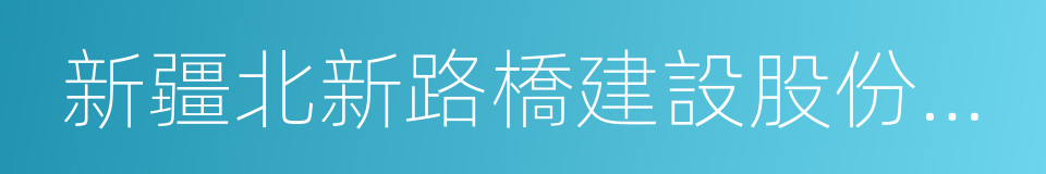 新疆北新路橋建設股份有限公司的同義詞