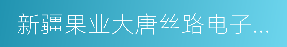 新疆果业大唐丝路电子商务有限公司的同义词