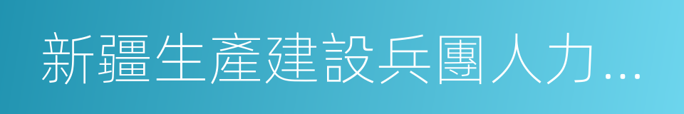 新疆生產建設兵團人力資源的同義詞