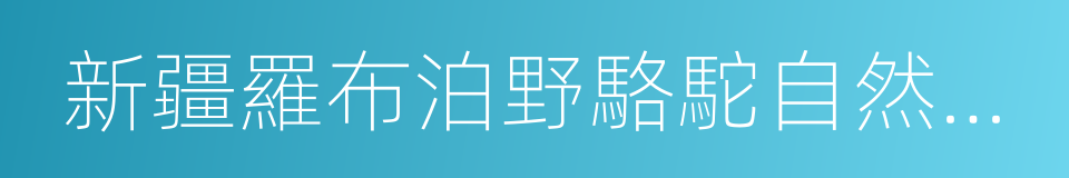 新疆羅布泊野駱駝自然保護區的同義詞