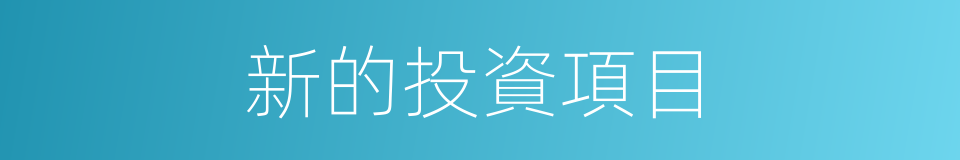 新的投資項目的同義詞