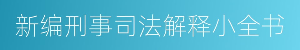 新编刑事司法解释小全书的同义词
