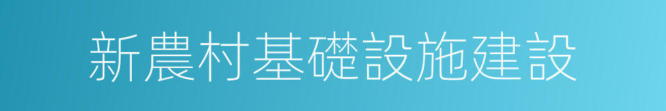 新農村基礎設施建設的同義詞