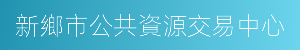 新鄉市公共資源交易中心的同義詞
