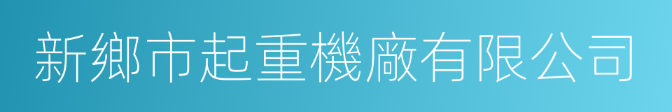 新鄉市起重機廠有限公司的同義詞