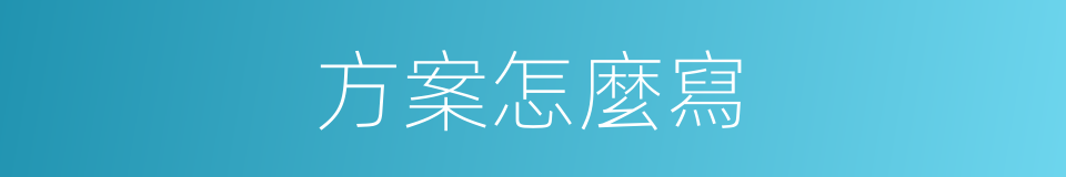 方案怎麼寫的同義詞