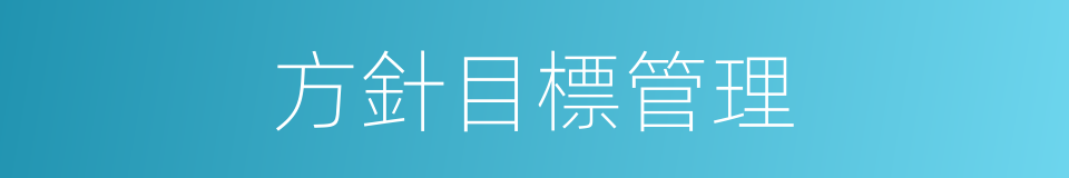 方針目標管理的同義詞