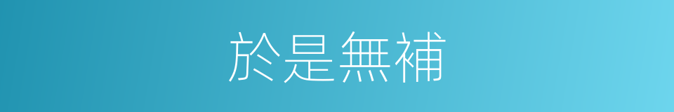 於是無補的意思