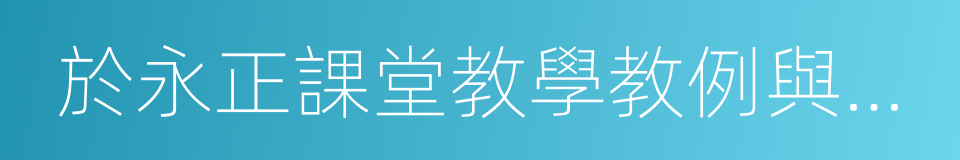 於永正課堂教學教例與經驗的同義詞