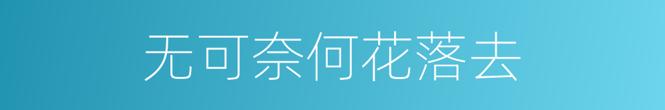 无可奈何花落去的同义词