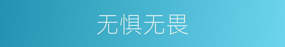 无惧无畏的意思