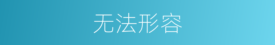 无法形容的意思