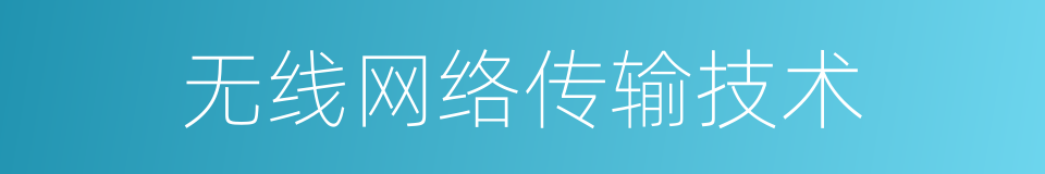 无线网络传输技术的同义词